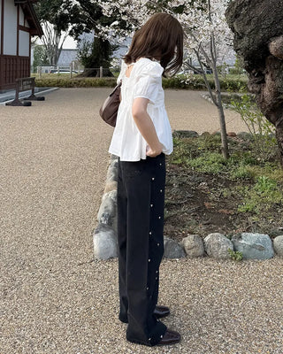 Square neck puff blouse
