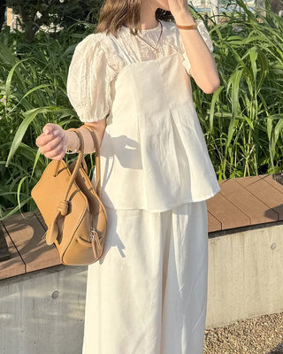 Pintuck bustier and slacks set