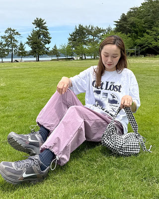 (Unisex) Nylon Check String Pants