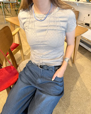 Dot Halter Layered Short-Sleeve T-Shirt