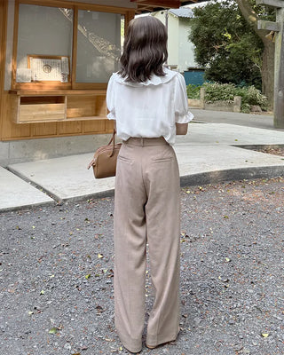 Ruffle Point Short-Sleeve Blouse