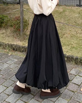 Balloon long elastic waist skirt