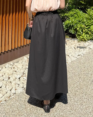 Belted A-line simple long skirt