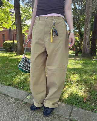 (Unisex) Wide Curved Cotton Pants