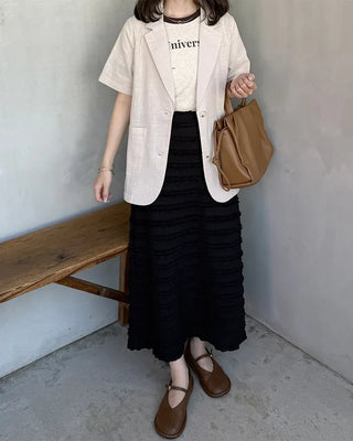 Linen Overfit Short-Sleeve Jacket