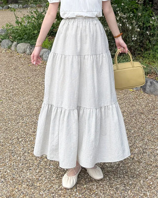 Checked long skirt