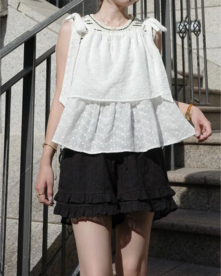 (ORIGINAL) Eyelet Tiered Ribbon Sleeveless Dress