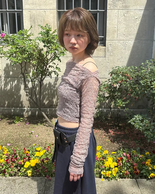 Lace sheer off-shoulder