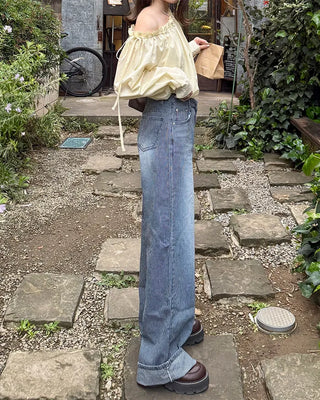 Striped detail denim pants