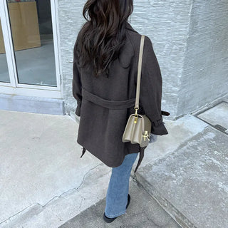 Belted trench short coat