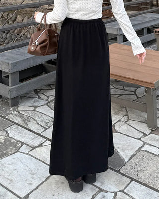 A-line ribbed long skirt