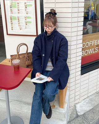 Double-breasted quilted coat
