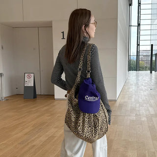 Big leopard print shoulder bag