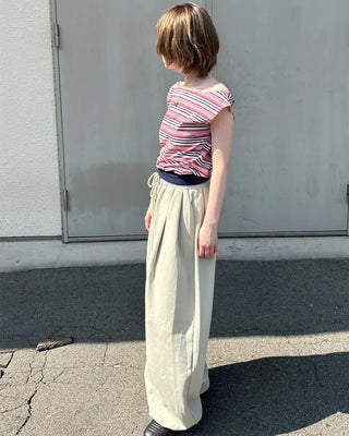 Striped sleeveless off-shoulder top