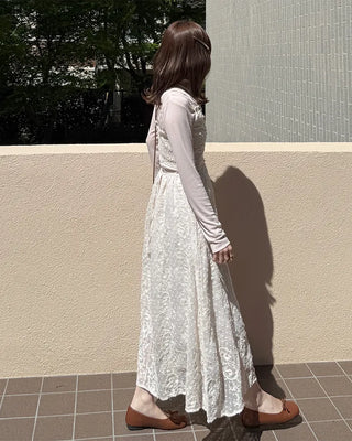 Lace strap detail camisole long dress