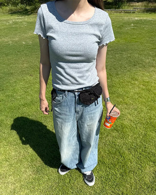 Short-sleeved T-shirt with perforations