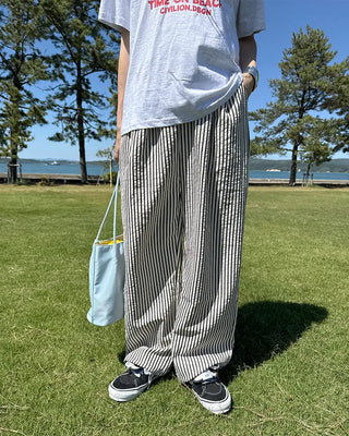 Simple striped banding pants