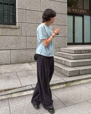 Oil-washed splatter wide tennis pants