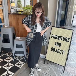 Checked loose-fit shirt