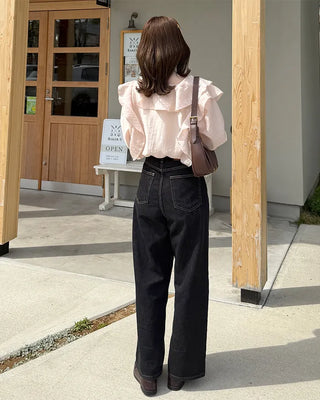 Ruffled V-neck blouse
