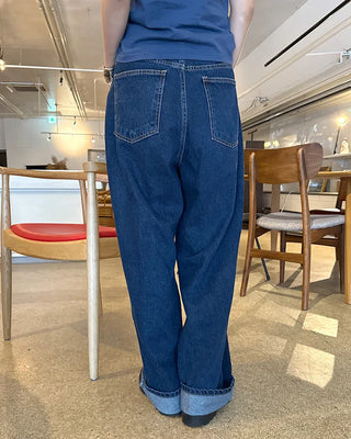 Wide-fit low-rise denim pants