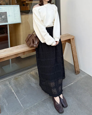 Polka Dot Frill Long Skirt