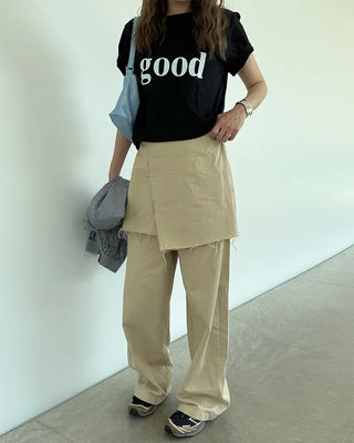 Layered wrap skirt pants