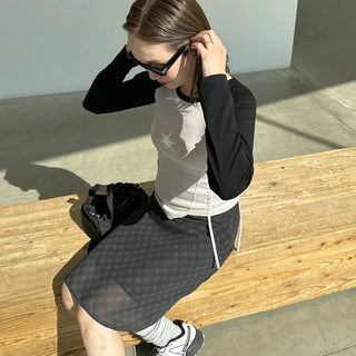 Checked midi skirt