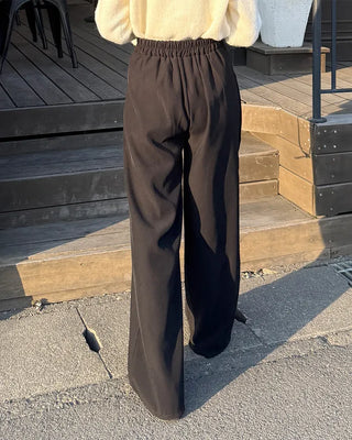 Belted back elastic waist slacks