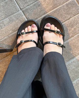 Platform sandals with belts