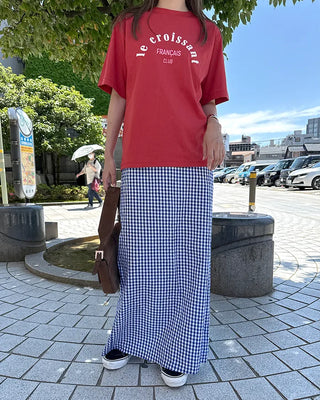 Gingham check maxi skirt