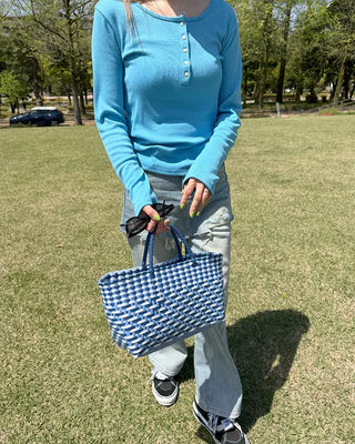 Colorful accent basket handbag