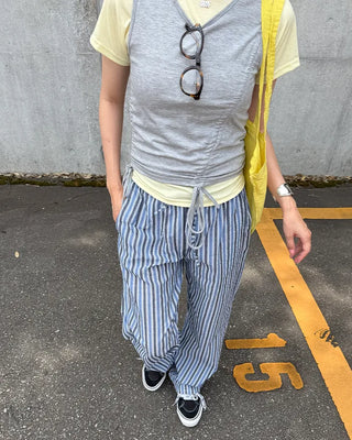 Wide-fit striped easy pants
