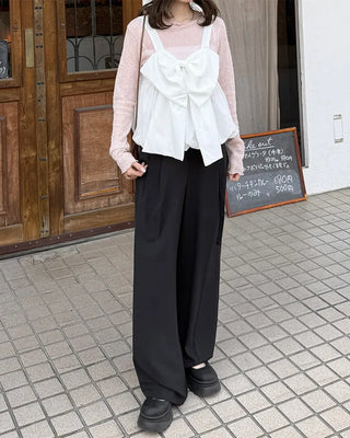 Belted wide-leg pants