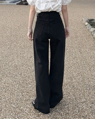 Heart-patterned denim pants