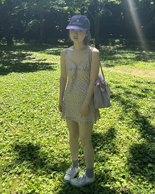Flower pattern camisole mini dress