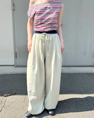 Waistband String Pintuck Sweatpants