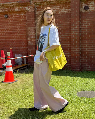 Belt loop striped easy pants