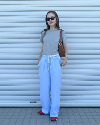Color-blocked mini striped pants