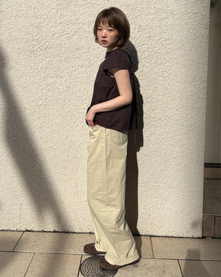 Summer cotton wide-leg pants