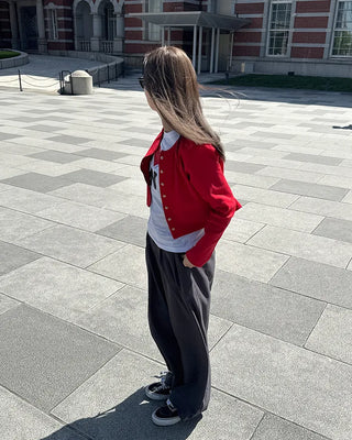 Ribbed snap-button cardigan