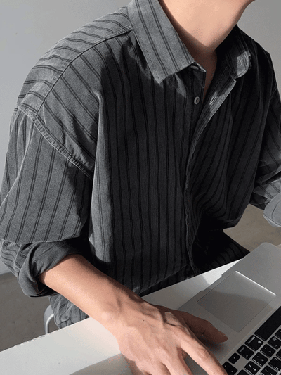 Beurre Pigment Striped Corduroy Shirt