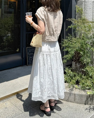 Drop-shoulder cropped vest jacket