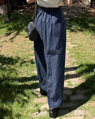 Simple linen maxi skirt with elastic waistband