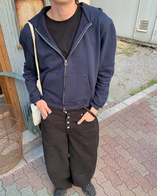 Standard fit hooded zip-up