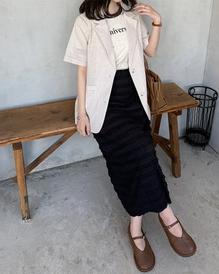 Linen Overfit Short-Sleeve Jacket