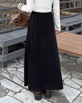 A-line ribbed long skirt