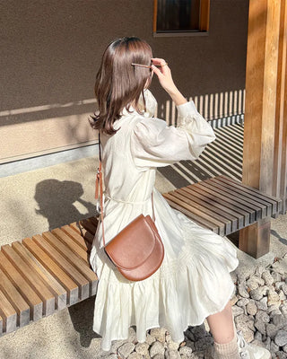 Frill String Point Shirring Dress