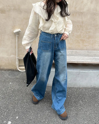 Frilled ribbon blouse