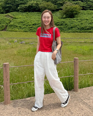 Flower Punching Wide Easy Pants